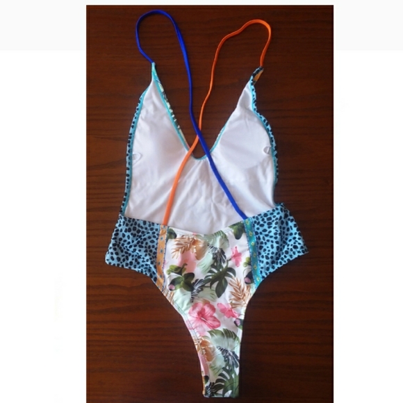 Leopard Floral Printed One Piece Sexy Swimsuit - Picture 4 of 9